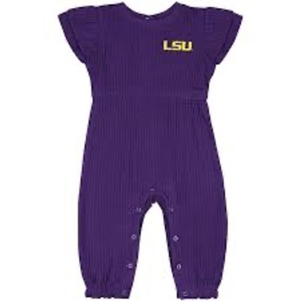 Colosseum LSU Tigers Infant Girls Purple Waffle Knit Romper Jumpsuit 6-12 Months